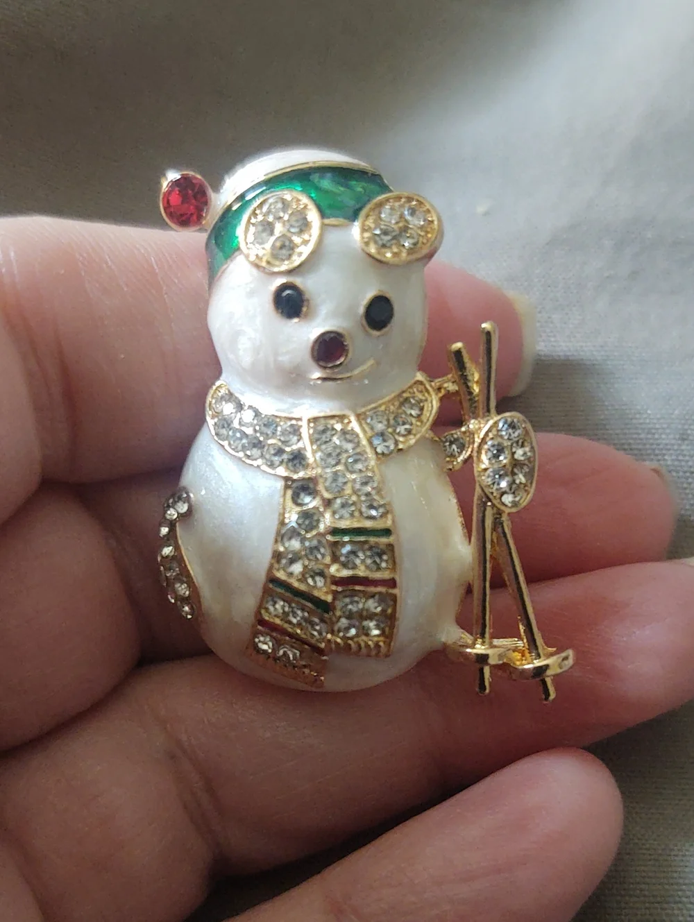 Skiing Snowman Brooch *Christmas In July*